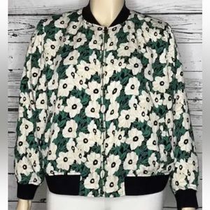 Who What Wear Black & Green Floral Design Zip Bomber Jacket Plus Size 3X *NWT*